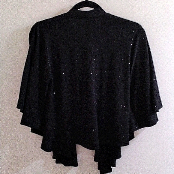 Sparkle Shrug Signature by Robbie Bee BLACK Coverup Fancy Sparkles Cape Jacket - Picture 9 of 13